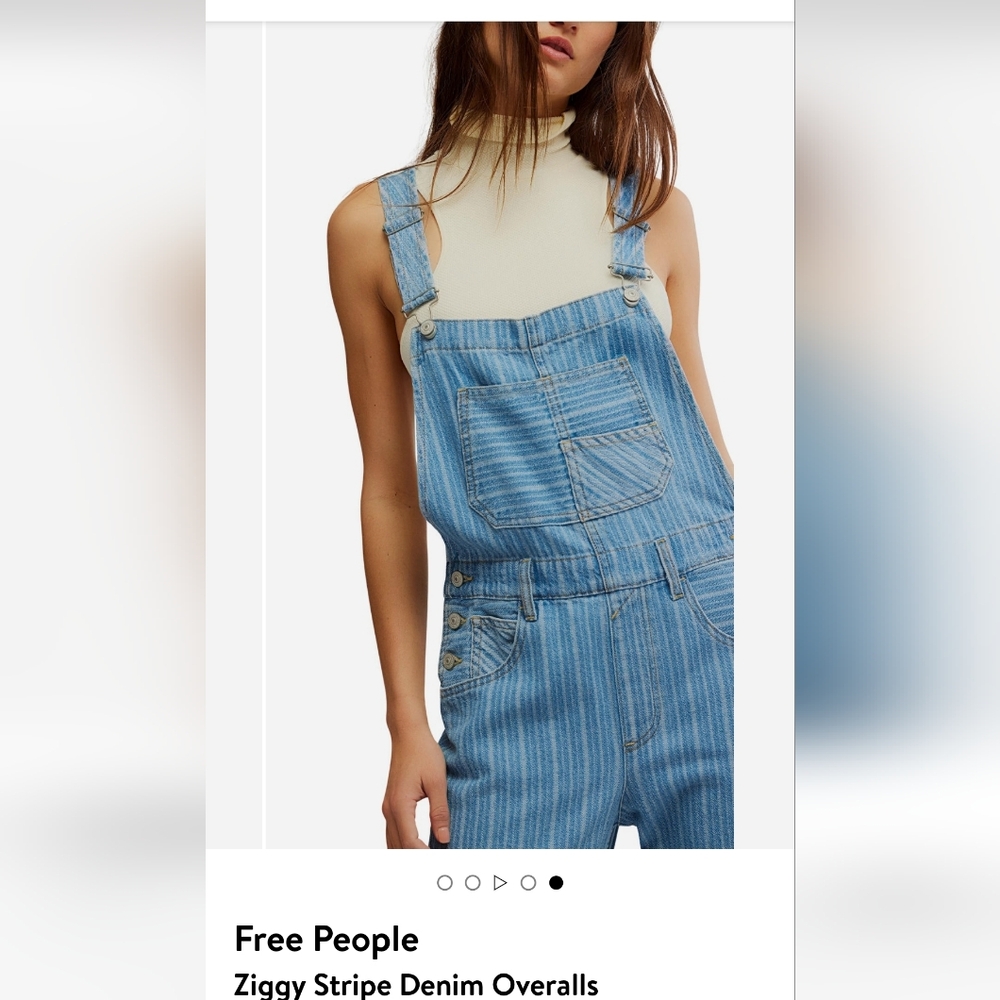 Free People Ziggy Stripe Blue Overalls